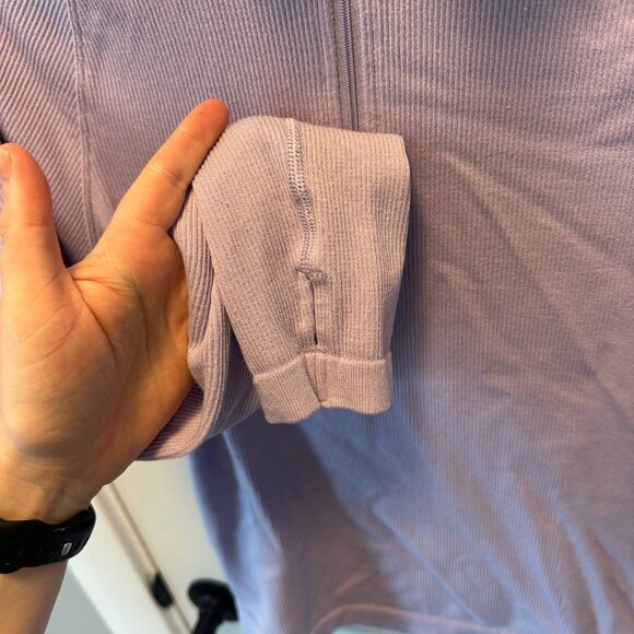 Women's Rib Long Sleeve 1/2 Zip Top - All in Motion Lilac Lavendar - Picture 4 of 5